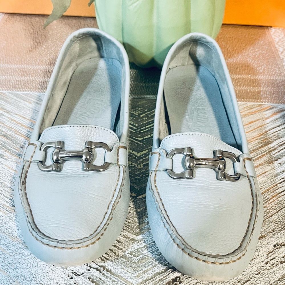Salvatore Ferragamo Light Blue Leather Horsebit Loafers